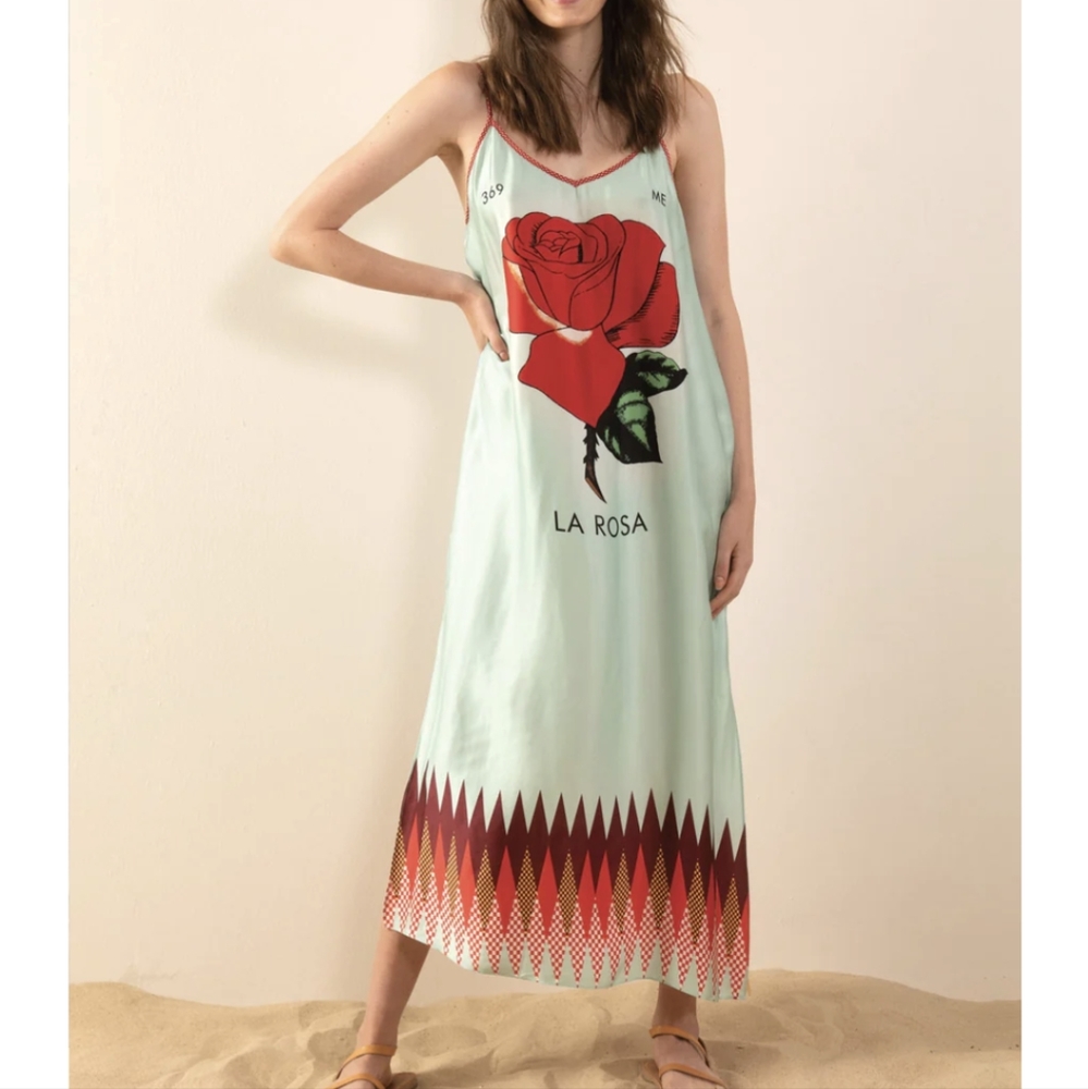 Me369 Women's Maxi Dress - Red and Mint